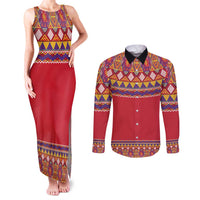 Greenland National Costumes Couples Matching Tank Maxi Dress and Long Sleeve Button Shirt Inuit Kalaallisuut style