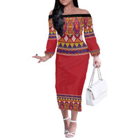 Greenland National Costumes Family Matching Off The Shoulder Long Sleeve Dress and Hawaiian Shirt Inuit Kalaallisuut style