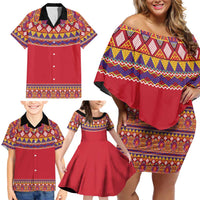 Greenland National Costumes Family Matching Off Shoulder Short Dress and Hawaiian Shirt Inuit Kalaallisuut style