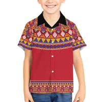 Greenland National Costumes Family Matching Off Shoulder Short Dress and Hawaiian Shirt Inuit Kalaallisuut style