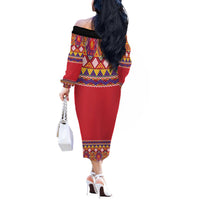 Greenland National Costumes Off The Shoulder Long Sleeve Dress Inuit Kalaallisuut style