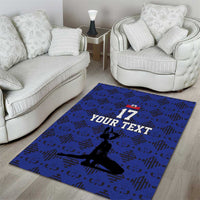 Custom Haiti Football Area Rug Come on Les Grenadiers Blue Style