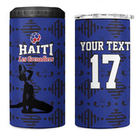 Custom Haiti Football 4 in 1 Can Cooler Tumbler Come on Les Grenadiers Blue Style