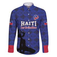 Custom Haiti Football Family Matching Off Shoulder Short Dress and Hawaiian Shirt Come on Les Grenadiers Blue Style