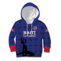 Custom Haiti Football Kid Hoodie Come on Les Grenadiers Blue Style