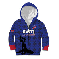 Custom Haiti Football Kid Hoodie Come on Les Grenadiers Blue Style