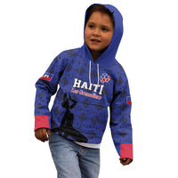 Custom Haiti Football Kid Hoodie Come on Les Grenadiers Blue Style