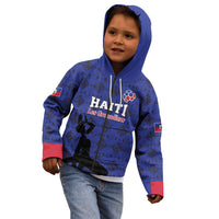 Custom Haiti Football Kid Hoodie Come on Les Grenadiers Blue Style