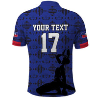 Custom Haiti Football Polo Shirt Come on Les Grenadiers Blue Style