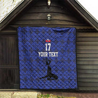 Custom Haiti Football Quilt Come on Les Grenadiers Blue Style