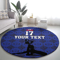 Custom Haiti Football Round Carpet Come on Les Grenadiers Blue Style
