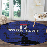 Custom Haiti Football Round Carpet Come on Les Grenadiers Blue Style