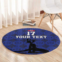 Custom Haiti Football Round Carpet Come on Les Grenadiers Blue Style