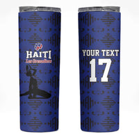Custom Haiti Football Skinny Tumbler Come on Les Grenadiers Blue Style
