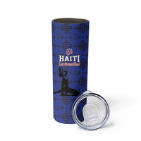 Custom Haiti Football Skinny Tumbler Come on Les Grenadiers Blue Style