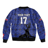 Custom Haiti Football Sleeve Zip Bomber Jacket Come on Les Grenadiers Blue Style