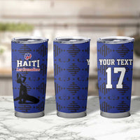 Custom Haiti Football Tumbler Cup Come on Les Grenadiers Blue Style