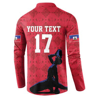 Custom Haiti Football Button Sweatshirt Come on Les Grenadiers Red Style