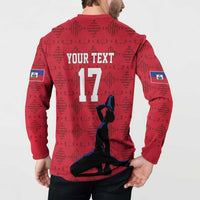 Custom Haiti Football Button Sweatshirt Come on Les Grenadiers Red Style