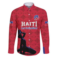 Custom Haiti Football Family Matching Long Sleeve Bodycon Dress and Hawaiian Shirt Come on Les Grenadiers Red Style