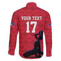 Custom Haiti Football Family Matching Long Sleeve Bodycon Dress and Hawaiian Shirt Come on Les Grenadiers Red Style