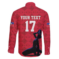 Custom Haiti Football Family Matching Off The Shoulder Long Sleeve Dress and Hawaiian Shirt Come on Les Grenadiers Red Style