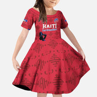 Custom Haiti Football Family Matching Off Shoulder Maxi Dress and Hawaiian Shirt Come on Les Grenadiers Red Style
