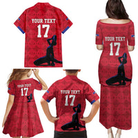 Custom Haiti Football Family Matching Puletasi and Hawaiian Shirt Come on Les Grenadiers Red Style