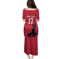 Custom Haiti Football Family Matching Puletasi and Hawaiian Shirt Come on Les Grenadiers Red Style