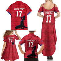 Custom Haiti Football Family Matching Summer Maxi Dress and Hawaiian Shirt Come on Les Grenadiers Red Style