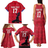 Custom Haiti Football Family Matching Tank Maxi Dress and Hawaiian Shirt Come on Les Grenadiers Red Style