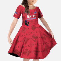 Custom Haiti Football Kid Short Sleeve Dress Come on Les Grenadiers Red Style