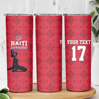 Custom Haiti Football Skinny Tumbler Come on Les Grenadiers Red Style