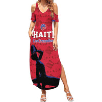 Custom Haiti Football Summer Maxi Dress Come on Les Grenadiers Red Style