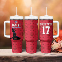 Custom Haiti Football Tumbler With Handle Come on Les Grenadiers Red Style