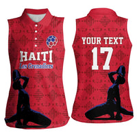 Custom Haiti Football Women Sleeveless Polo Shirt Come on Les Grenadiers Red Style