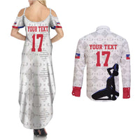 Custom Haiti Football Couples Matching Summer Maxi Dress and Long Sleeve Button Shirt Come on Les Grenadiers White Style