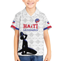 Custom Haiti Football Family Matching Off The Shoulder Long Sleeve Dress and Hawaiian Shirt Come on Les Grenadiers White Style