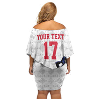 Custom Haiti Football Family Matching Off Shoulder Short Dress and Hawaiian Shirt Come on Les Grenadiers White Style