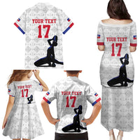 Custom Haiti Football Family Matching Puletasi and Hawaiian Shirt Come on Les Grenadiers White Style