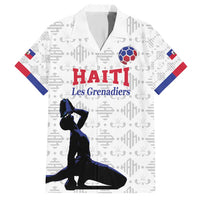 Custom Haiti Football Family Matching Short Sleeve Bodycon Dress and Hawaiian Shirt Come on Les Grenadiers White Style