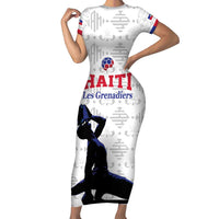 Custom Haiti Football Family Matching Short Sleeve Bodycon Dress and Hawaiian Shirt Come on Les Grenadiers White Style