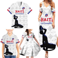 Custom Haiti Football Family Matching Summer Maxi Dress and Hawaiian Shirt Come on Les Grenadiers White Style