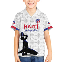Custom Haiti Football Family Matching Tank Maxi Dress and Hawaiian Shirt Come on Les Grenadiers White Style