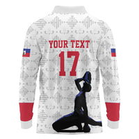 Custom Haiti Football Long Sleeve Polo Shirt Come on Les Grenadiers White Style