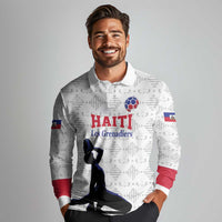 Custom Haiti Football Long Sleeve Polo Shirt Come on Les Grenadiers White Style