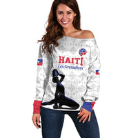Custom Haiti Football Off Shoulder Sweater Come on Les Grenadiers White Style