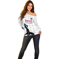 Custom Haiti Football Off Shoulder Sweater Come on Les Grenadiers White Style