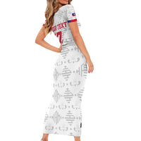 Custom Haiti Football Short Sleeve Bodycon Dress Come on Les Grenadiers White Style