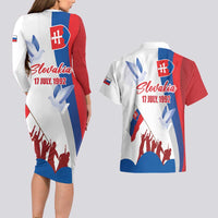 Slovakia Independence Day Couples Matching Long Sleeve Bodycon Dress and Hawaiian Shirt 17th July 1992